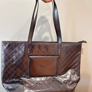 Bath & Body Works Quilted Black Leather Bag